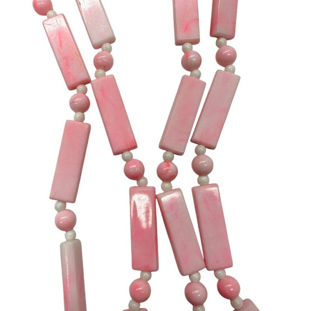 Pink Rectangle Bead Necklace